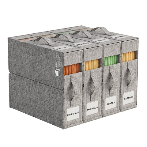 ZenStorage Foldable Sheet Storage Box (King & Queen Size) with Window and Label, 4-Pack