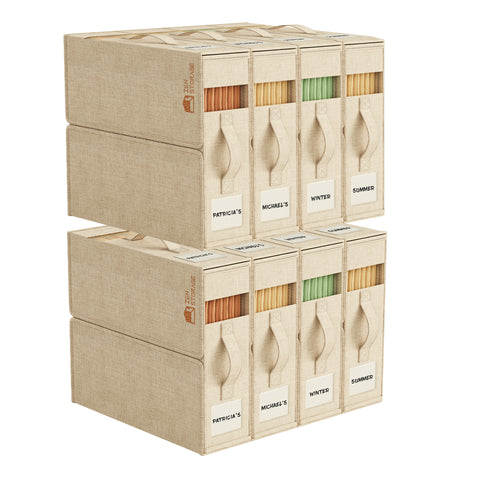 ZenStorage Foldable Sheet Storage Box (King & Queen Size) with Window and Label, 4-Pack