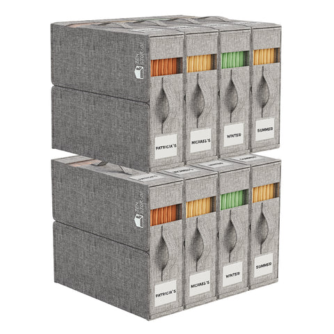 ZenStorage Foldable Sheet Storage Box (King & Queen Size) with Window and Label, 4-Pack
