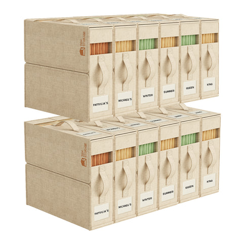 ZenStorage Foldable Sheet Storage Box (King & Queen Size) with Window and Label, 4-Pack