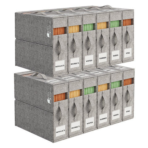 ZenStorage Foldable Sheet Storage Box (King & Queen Size) with Window and Label, 4-Pack