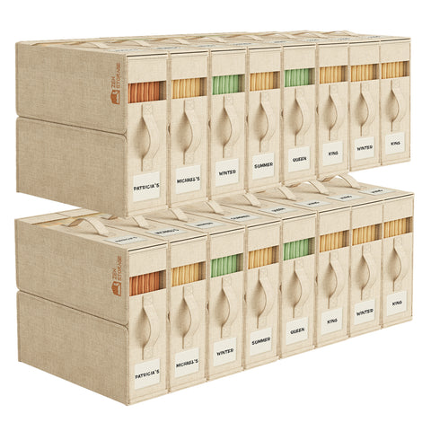 ZenStorage Foldable Sheet Storage Box (King & Queen Size) with Window and Label, 4-Pack
