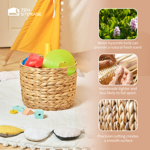 ZenStorageWicker Trash Can with Lid, Rattan Planter,2 Pack, Large and Small