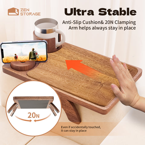 Zenstorage Sofa Cup HolderTray,Table Tray for Stanley Cupswith 360° Swivel Stand, VelvetSofa Accessories,Home OfficeLounger Storage RackOrganiser