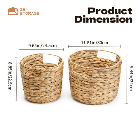 ZenStorageWicker Trash Can with Lid, Rattan Planter,2 Pack, Large and Small