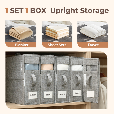 ZenStorage Foldable Sheet Storage Box (King & Queen Size) with Window and Label, 4-Pack