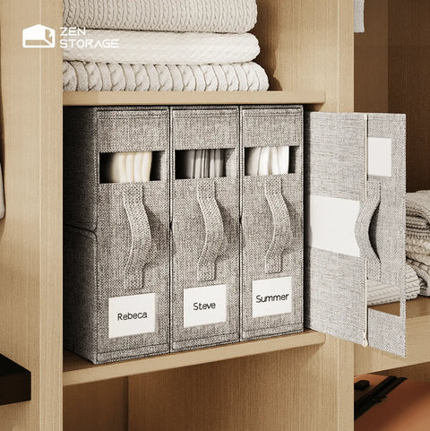 ZenStorage Foldable Sheet Storage Box (King & Queen Size) with Window and Label, 4-Pack