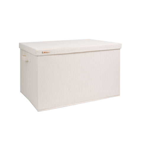 Linen Storage Box with Lid - Fabric Closet Organizer Bins Foldable, Collapsible Fabric Storage Cubes for Shelves, Natural Breathable Material for Bedroom, Nursery, Office & Home Decor Organization