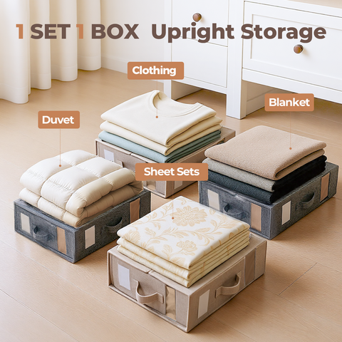 ZenStorage Foldable Sheet Storage Box (King & Queen Size) with Window and Label, 4-Pack